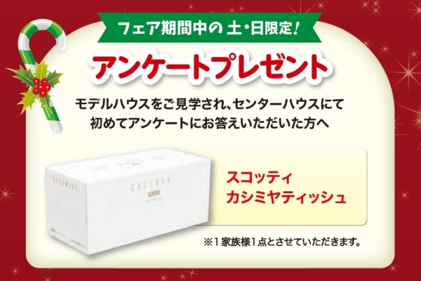 フェア期間中の土・日　限定！　アンケートプレゼント